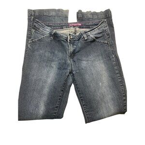 YMI Wanna Betta Butt? Wide Leg Jeans Flattering Mid Rise Waist Distressed Sz 11